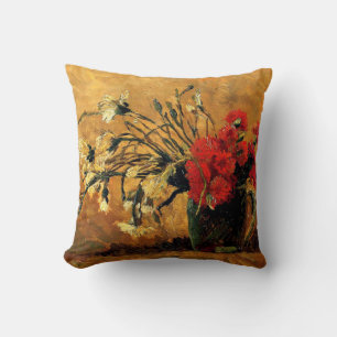 Van Gogh - Jug with red and white carnations Cushion