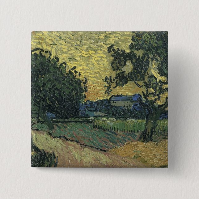 Van Gogh Landscape at Twilight 15 Cm Square Badge (Front)