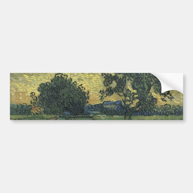 Van Gogh Landscape at Twilight Bumper Sticker (Front)