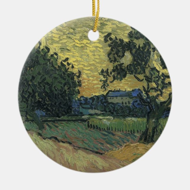 Van Gogh Landscape at Twilight Ceramic Tree Decoration (Front)