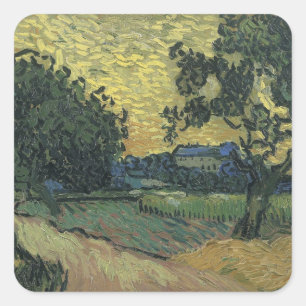 Van Gogh Landscape at Twilight Square Sticker