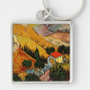 Van Gogh - Landscape House Ploughman Key Ring