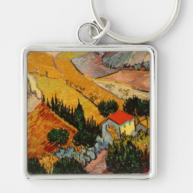 Van Gogh - Landscape House Ploughman Key Ring (Front)