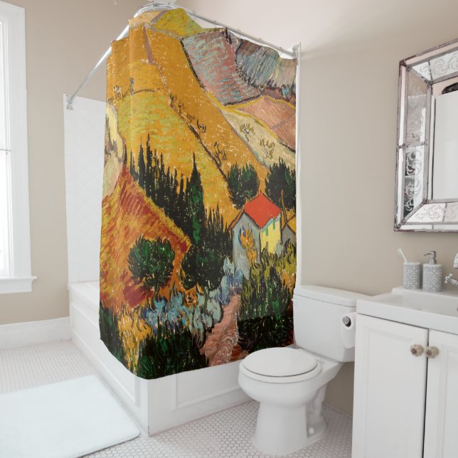 Van Gogh - Landscape House Ploughman Shower Curtain (In Situ)