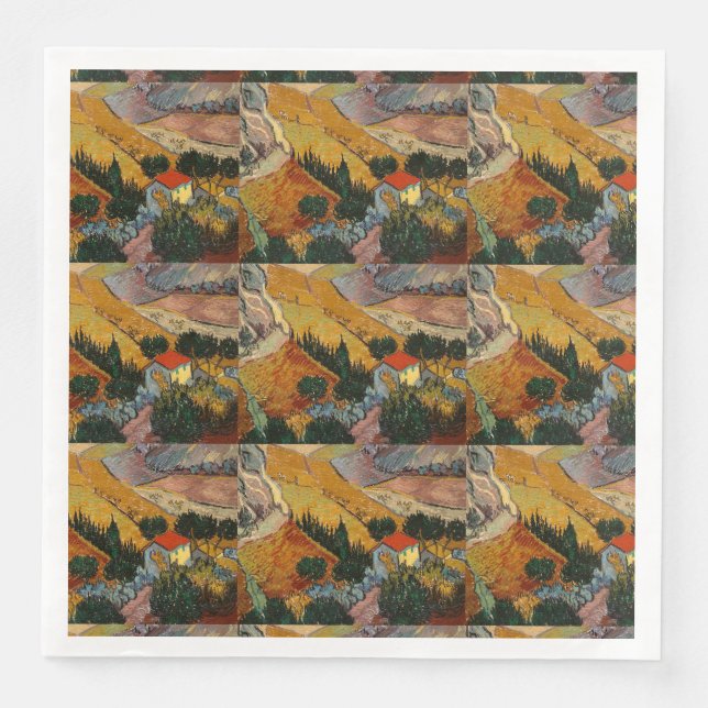 Van Gogh Landscape with House and Ploughman Napkin (Front)