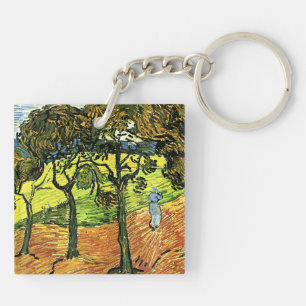 Van Gogh - Landscape with Trees and Figures Key Ring