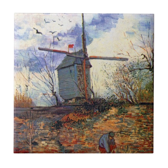 Van Gogh - Le Moulin De La Galette Windmill Tile (Front)