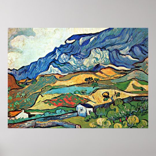 Van Gogh - Les Alpilles Mountain Landscape Poster | Zazzle.co.uk