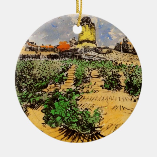 Van Gogh Mill of Alphonse Daudet at Fontevielle Ceramic Tree Decoration (Front)