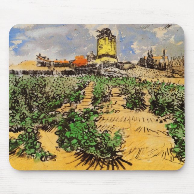 Van Gogh Mill of Alphonse Daudet at Fontevielle Mouse Mat (Front)