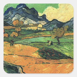 Van Gogh - Mount Gaussier, famous painting, Square Sticker