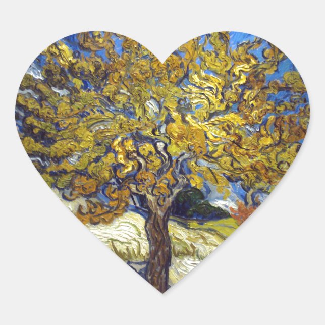 Van Gogh Mulberry Tree Masterpiece Art Heart Sticker (Front)