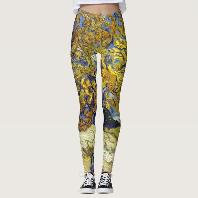 Van Gogh Mulberry Tree Masterpiece Art Leggings (Front)