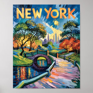 Van Gogh New York Central Park Oil Painting Travel Poster