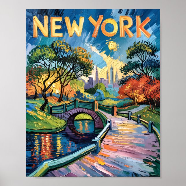 Van Gogh New York Central Park Oil Painting Travel Poster (Front)