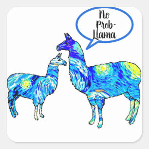 Van Gogh - No Prob Llama Square Sticker