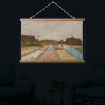 Van Gogh Old Art Flower Beds In Holland Wood Wall Hanging Tapestry<br><div class="desc">Vincent Van Gogh,  Flower beds in Holland,  1883. Old famous painting with a farmer and a garden full of colourful tulips,  houses in soft tone colours,  and a post-impressionism style. Printed on a wood-framed wall-hanging tapestry. CCO license,  public domain art.</div>