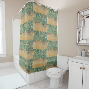 Van Gogh Olive Grove - Sage Green Nature Art Shower Curtain