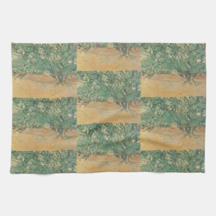 Van Gogh Olive Grove - Sage Green Nature Art Tea Towel