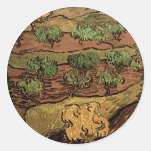 Van Gogh Olive Trees Against a Slope of a Hill Classic Round Sticker