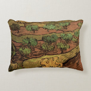 Van Gogh Olive Trees Against a Slope of a Hill Decorative Cushion