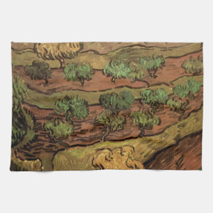Van Gogh Olive Trees Against a Slope of a Hill Tea Towel