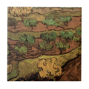 Van Gogh Olive Trees Against a Slope of a Hill Tile