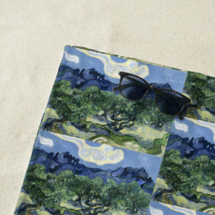 Van Gogh Olive Trees - Blue Mountain Art Beach Towel