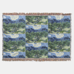 Van Gogh Olive Trees - Blue Mountain Art Throw Blanket