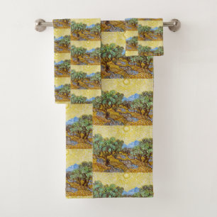 Van Gogh Olive Trees - Golden Sun & Sky Art Bath Towel Set
