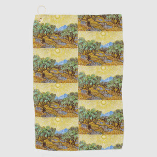 Van Gogh Olive Trees - Golden Sun & Sky Art Golf Towel