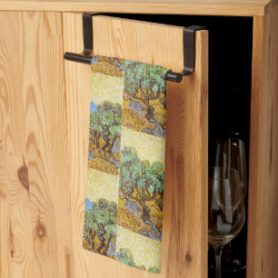 Van Gogh Olive Trees - Golden Sun & Sky Art Tea Towel