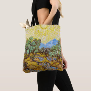 Van Gogh Olive Trees - Golden Sun & Sky Art Tote Bag