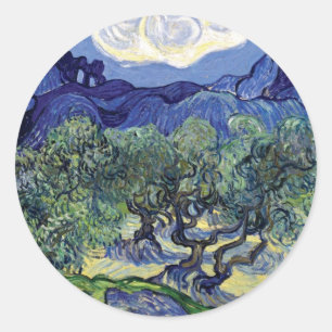 Van Gogh - Olive Trees In A Mountainous Landscape Classic Round Sticker