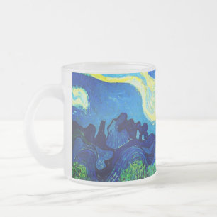 Van Gogh Olive Trees in a Mountainous Landscape Frosted Glass Coffee Mug