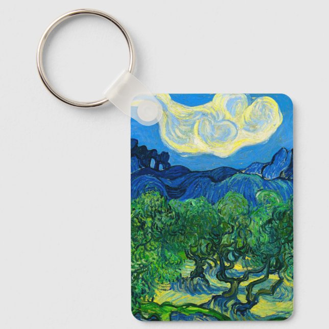 Van Gogh Olive Trees in a Mountainous Landscape Key Ring (Front)