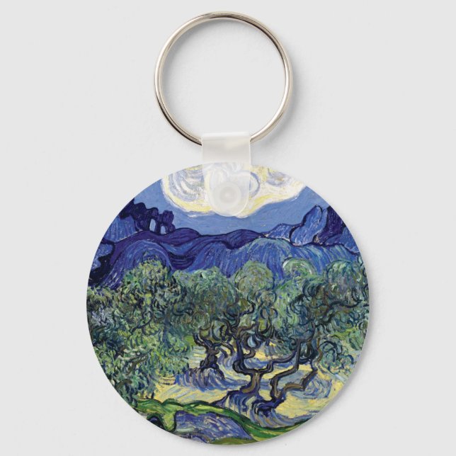 Van Gogh - Olive Trees In A Mountainous Landscape Key Ring (Front)