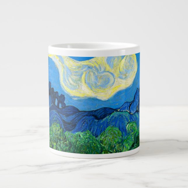 Van Gogh Olive Trees in a Mountainous Landscape Large Coffee Mug (Front)