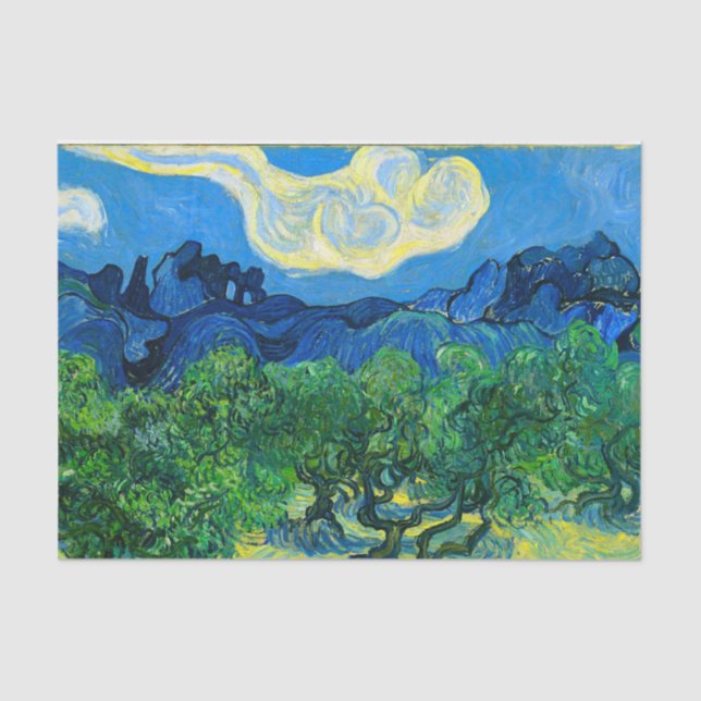 Van Gogh Olive Trees in a Mountainous Landscape Tissue Paper (Front)