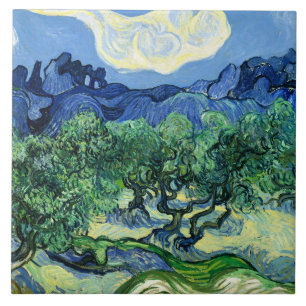 Van Gogh - Olive Trees with Alpilles in Background Tile