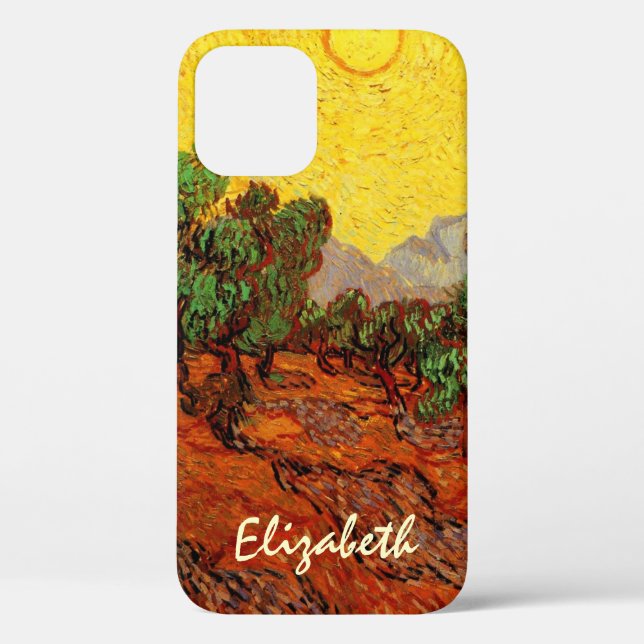 Van Gogh Olive Trees with Yellow Sky and Sun Case-Mate iPhone Case (Back)