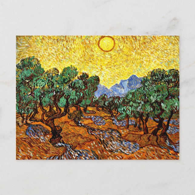 Van Gogh - Olive Trees with Yellow Sky and Sun Pos Postcard (Front)