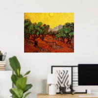 Van Gogh Olive Trees with Yellow Sky and Sun