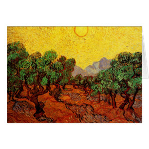 Van Gogh Olive Trees with Yellow Sky Sun, Fine Art