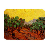 Van Gogh Olive Trees with Yellow Sky Sun, Fine Art