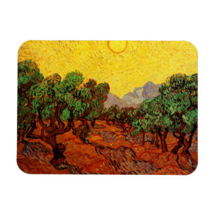 Van Gogh Olive Trees with Yellow Sky Sun, Fine Art Magnet