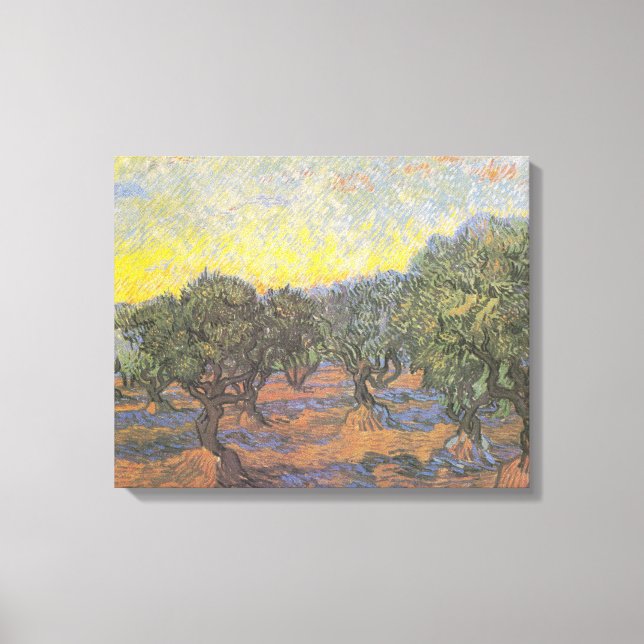 Van Gogh Olive Trees Yellow Sky Art Canvas Print (Front)