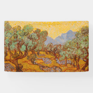 Van Gogh Olive Trees Yellow Sun Sky Banner