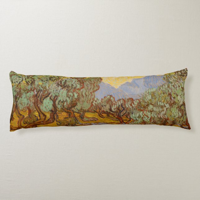 Van Gogh Olive Trees Yellow Sun Sky Body Cushion (Back)