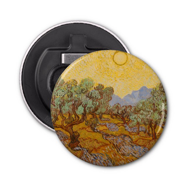Van Gogh Olive Trees Yellow Sun Sky Bottle Opener (Front)